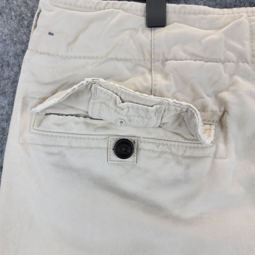 Abercrombie Fitch Shorts Mens 32 Khaki Tan Heavy Cargo Distressed Military Y2K - Picture 6 of 14